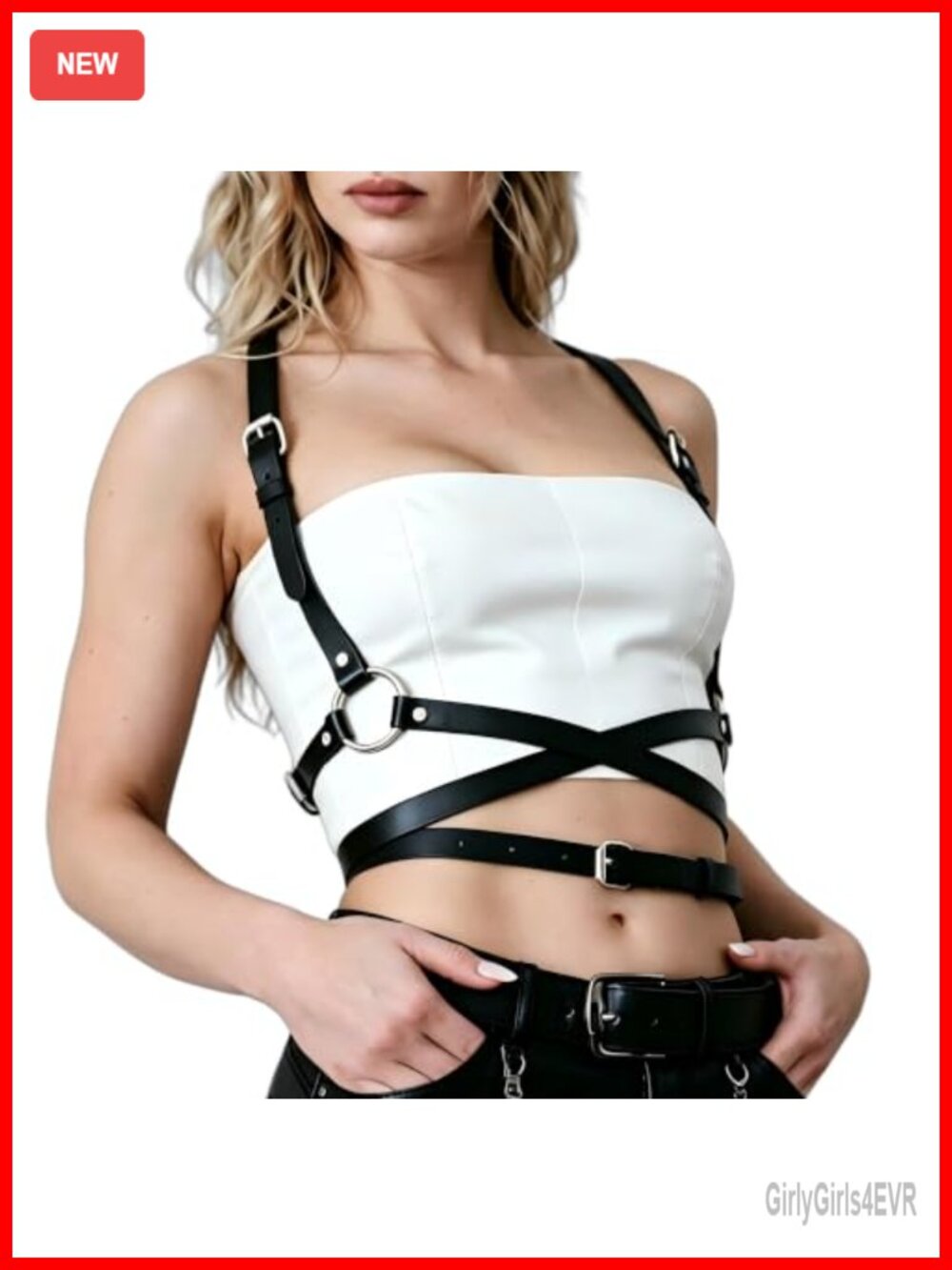 Punk PU Leather Body Harness Belt Adjustable Waist Chain Rave Cosplay